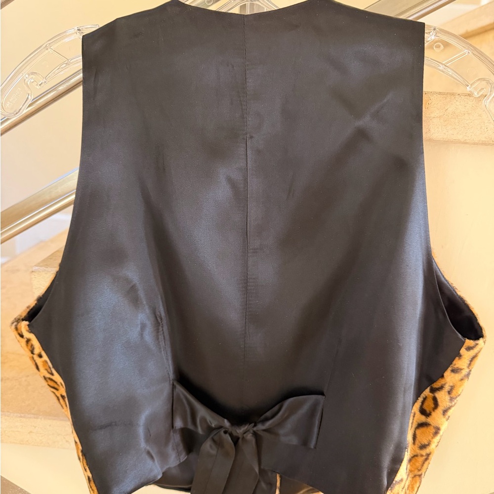 Vintage Tod OLDHAM Leopard Print Faux Fur Crop Vest - Brown/Black - Picture 10 of 11